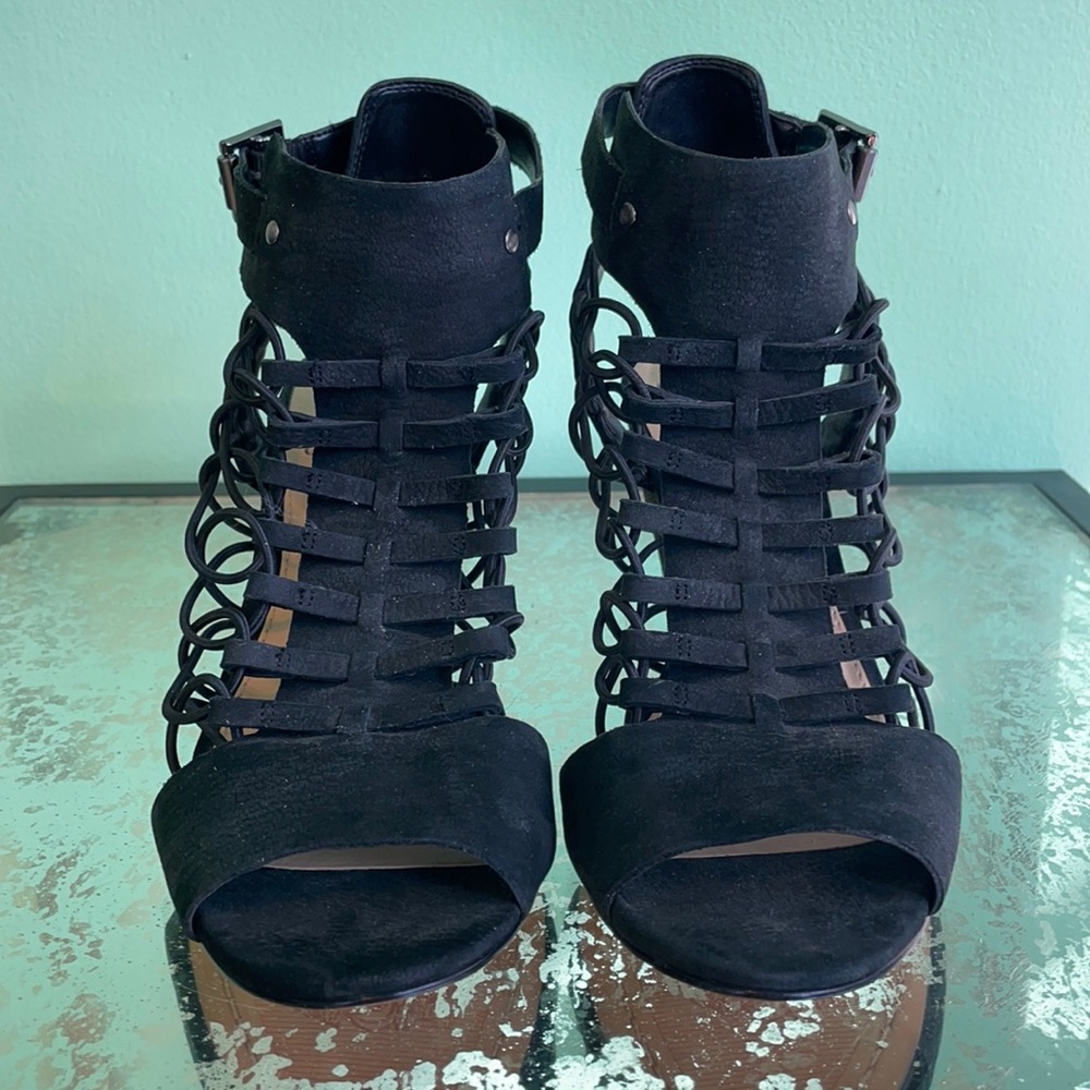 Vince Camuto black open toe heels size 8 1/2